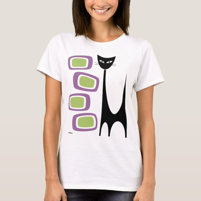 Camiseta Meio século Atômico e loiras roxas e verdes (Frente)