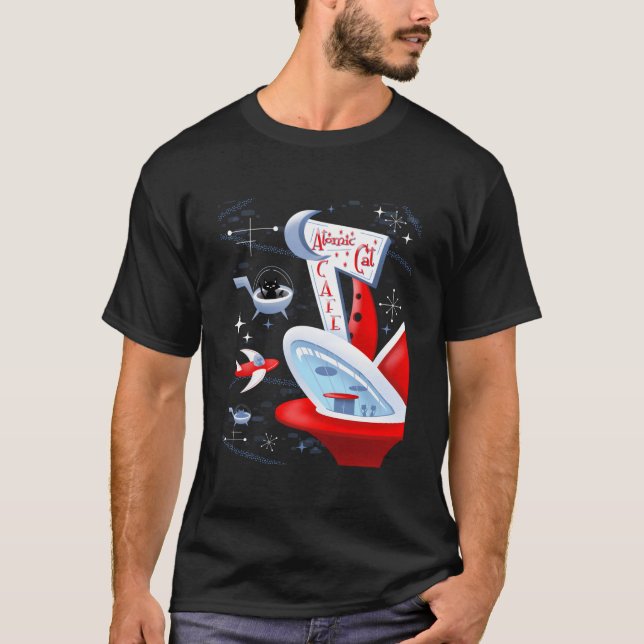 Camiseta Meio século Futurístico do Café de Cat Atômica (Frente)