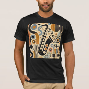 Camiseta Meio século Jazz Age Minimalista Art Saxofone