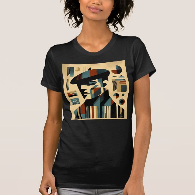 Camiseta Meio século Modern Art Man Vestindo Beret (Frente)