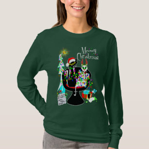 Camiseta meio século Moderno de Cat Atômica Feliz Natal