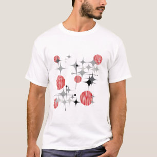 Camiseta Meio Século Moderno Explosões de Estrela e Globos