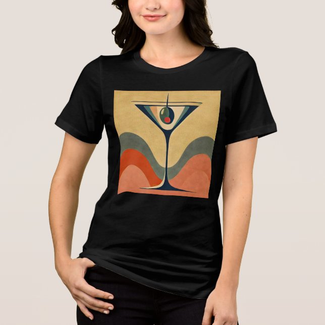 Camiseta Meio século moderno "pimento azeitona martini wave (Frente)