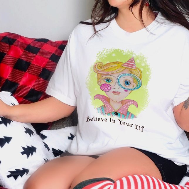 Camiseta Meio século Moderno Retrô Natal Elf Engraçado (Criador carregado)