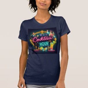 Camiseta Meio século Neon Sign Cocktail Casal