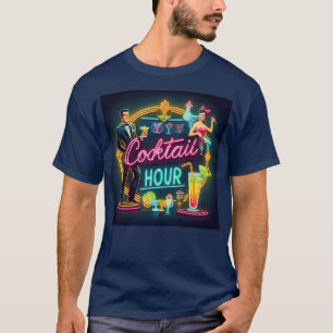 Camiseta Meio século Neon Sign Cocktail Casal
