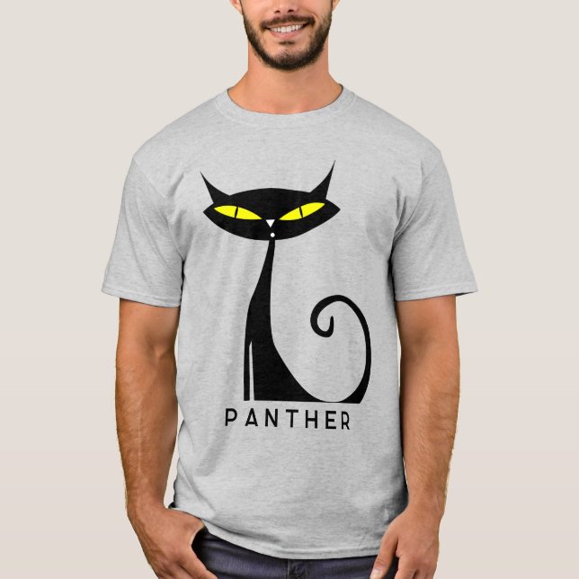 Camiseta Meio século Personalizado Moderno de Gato Negro At (Frente)