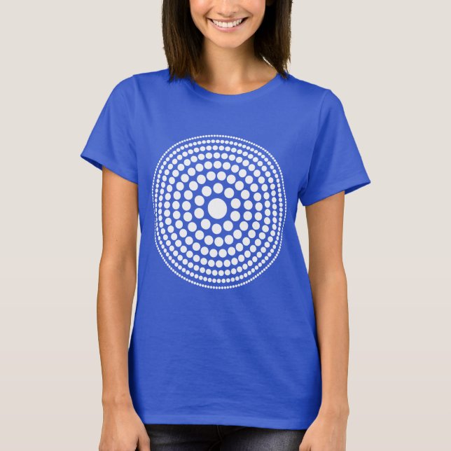 Camiseta Meio-Tom Círculo 01 - Branco sobre Fundo Escuro (Frente)