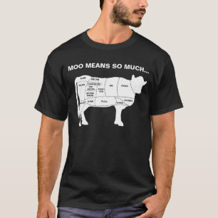 Camiseta Meios engraçados do MOO da vaca tanto