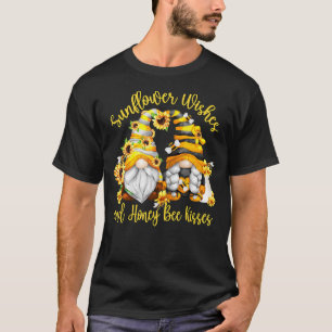 Camiseta Mel Bee Gnomo Para Mulheres Desejos De Girassol Pa
