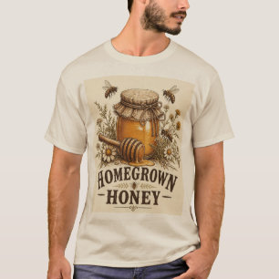 Camiseta Mel Caseira Vintage Arte de Fazenda de Apicultura