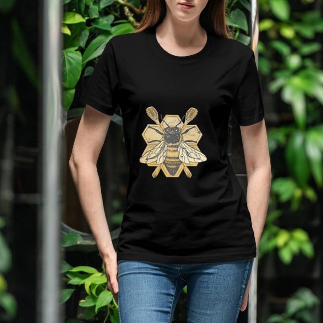 Camiseta Mel De Insetos Detalhados De Abelhas (Criador carregado)