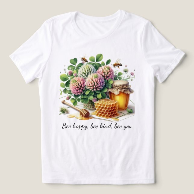 Camiseta Mel de Trevo Feliz Abelha (Design frontal)
