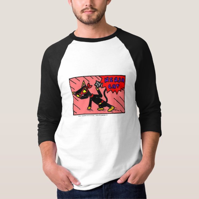 Camiseta Mel NINJA CAT Mens Raglan T Shirt (Frente)