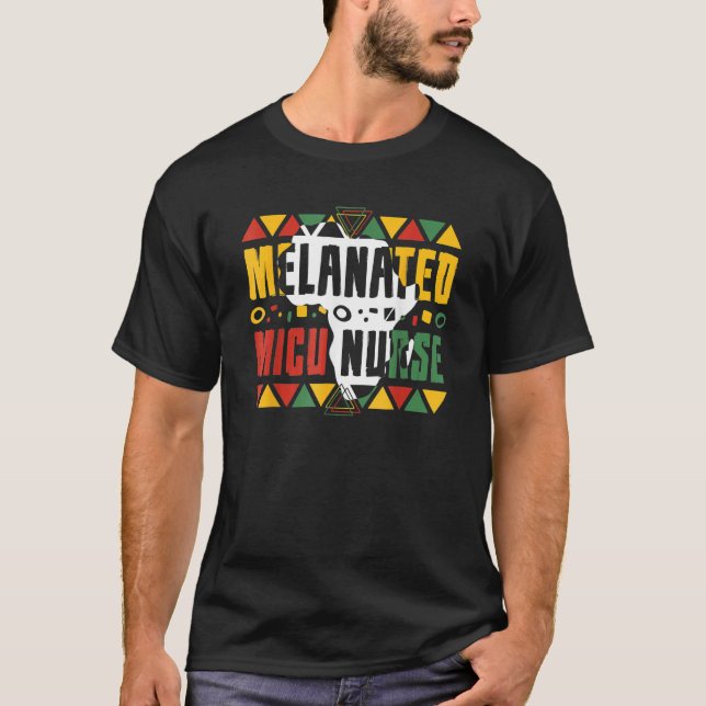 Camiseta Melanated MICU Nurse Black History Month Afro Amer (Frente)