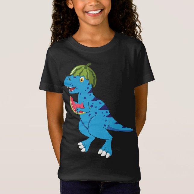 Camiseta Melancia Dinossauro T Rex Summer Fruta Art Dino Lo (Frente)