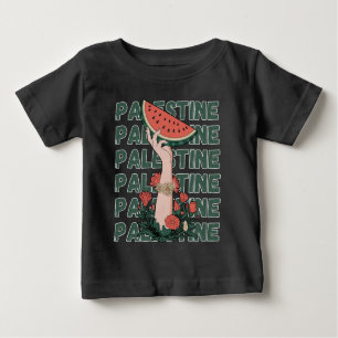 Camiseta melancia, flores e palestina livre Repetir