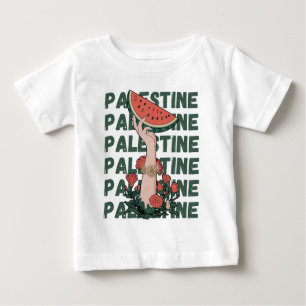 Camiseta melancia, flores e palestina livre Repetir