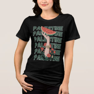 Camiseta melancia, flores e palestina livre Repetir