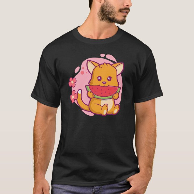 Camiseta Melancia Gato-Gato-Gato | Kawaii (Frente)