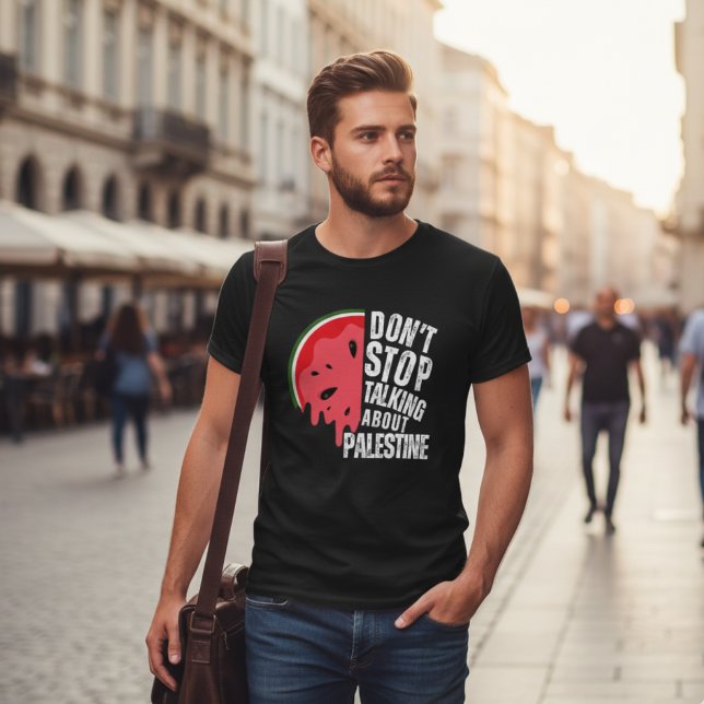 Camiseta Melancia Não pare de falar sobre a Palestina (Criador carregado)