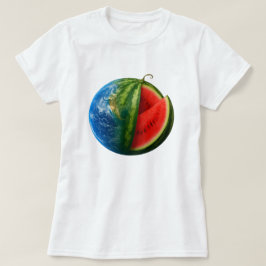 Camiseta Melancia Planeta Terra-Fruta Arte da Galáxia