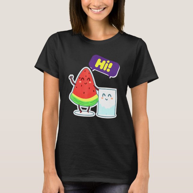 Camiseta Melancia Slice Açúcar Dizendo Hi Summer (Frente)