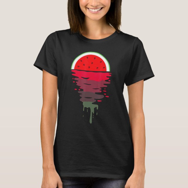 Camiseta Melancia Vaporwave Sunset 80s Tropical (Frente)