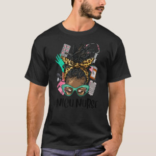 Camiseta Melanin Afro Messaging Bun Curly Hair Glass Leopar