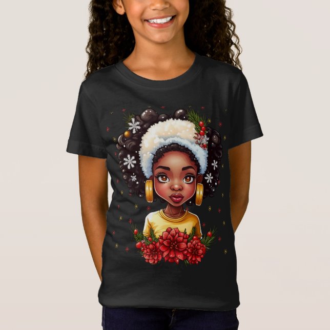 Camiseta Melanin Christmas Love Black Girl Magic Sista T-Sh (Frente)