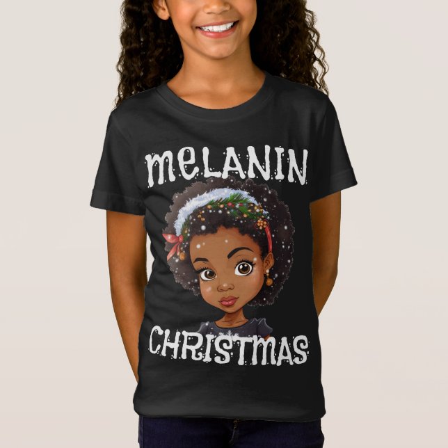 Camiseta Melanin Christmas Love Black Girl Magic Sista T-Sh (Frente)
