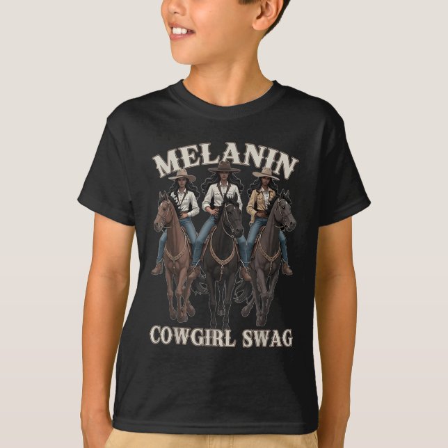 Camiseta Melanin CowGirl African Melanin Black Cowgirl Swa (Frente)
