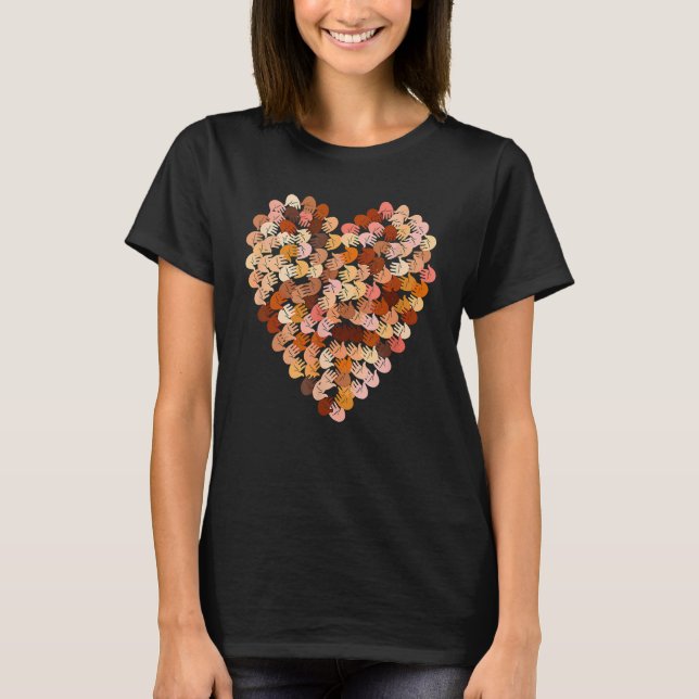 Camiseta Melanin Hands Heart Black History Month Afro Afric (Frente)
