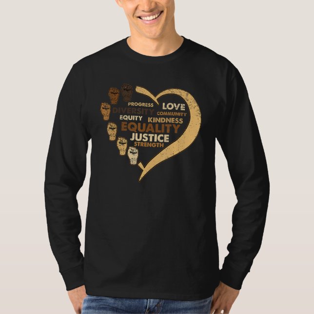 Camiseta Melanin Power Fist Heart Black History Month BLM A (Frente)