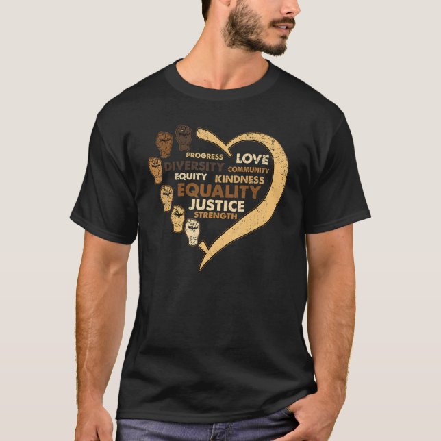 Camiseta Melanin Power Fist Heart Black History Month BLM A (Frente)