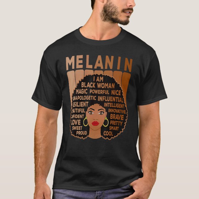Camiseta Melanin Pride Black Mulher Afro-Americana (Frente)
