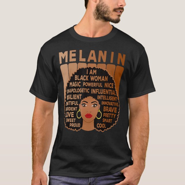 Camiseta Melanin Pride Black Mulher Afro-Americana (Frente)