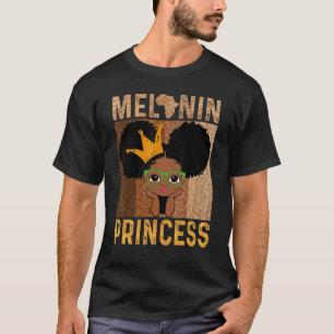 Camiseta Melanin Princess African American Afro Puff Black