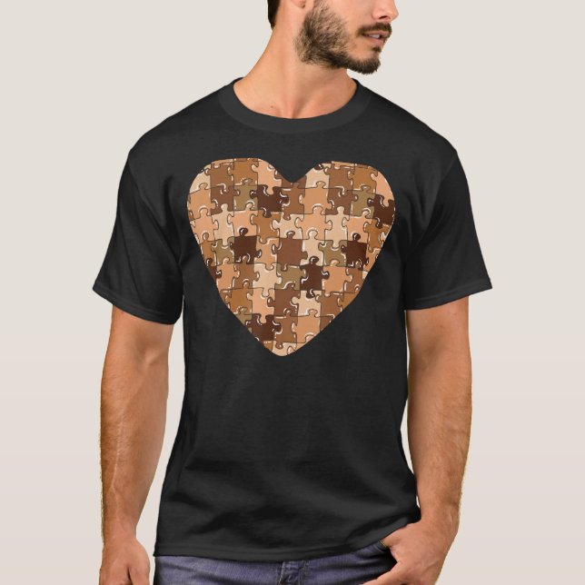 Camiseta Melanin Quebra-cabeça Heart Black History Month BL (Frente)