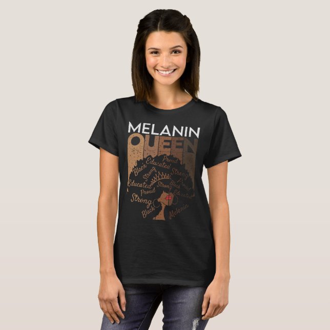 Camiseta Melanin Queen African American Black (Frente Completa)