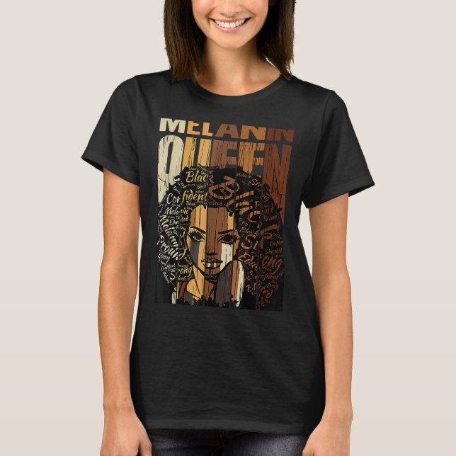 Camiseta Melanin Queen Black History Month Afro African Pri (Frente)