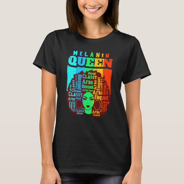 Camiseta Melanin Queen Cute Black Women Sista Sister Fun Be (Frente)