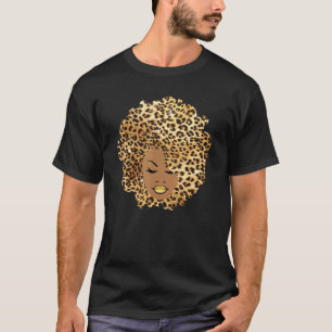 Camiseta Melanin Queen Leopard Afro Hair African American B