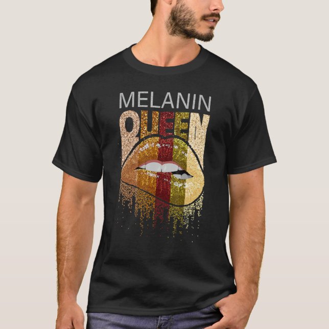 Camiseta Melanin Queen Pride Afro Brown Lip Black History M (Frente)
