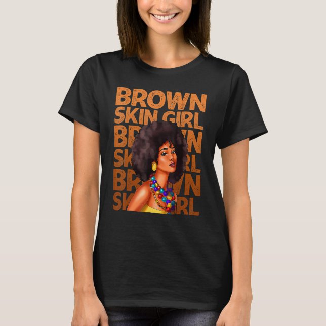 Camiseta Melanin Queen Pride Afro Brown Lip Black History M (Frente)