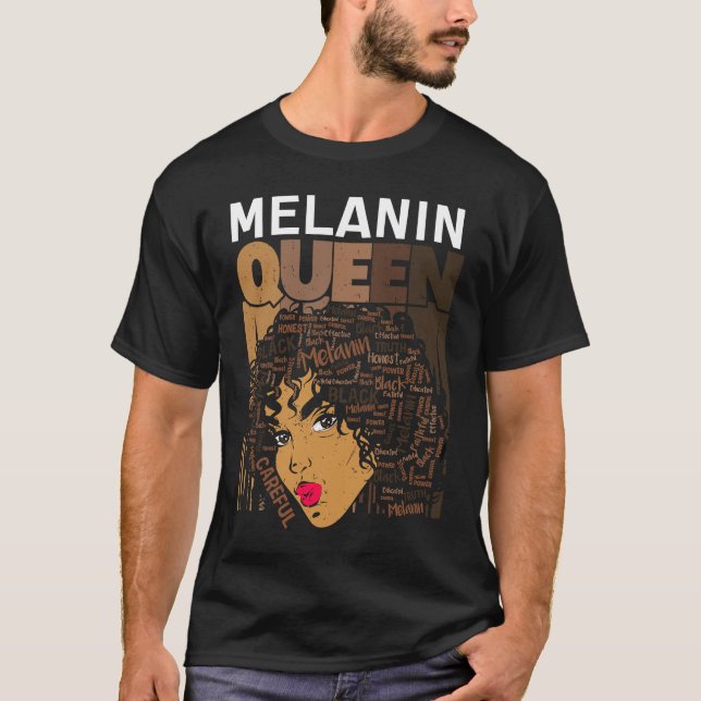 Camiseta Melanin Queen Proud Black Queen Afro Women African (Frente)