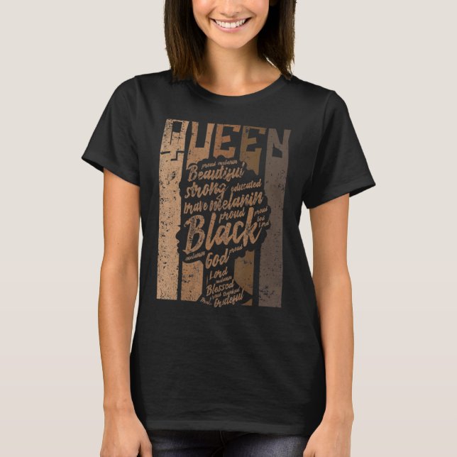 Camiseta Melanin Queen Tee African American Strong Black Na (Frente)