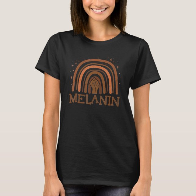 Camiseta Melanin Rainbow African Pride Black History Mês (Frente)