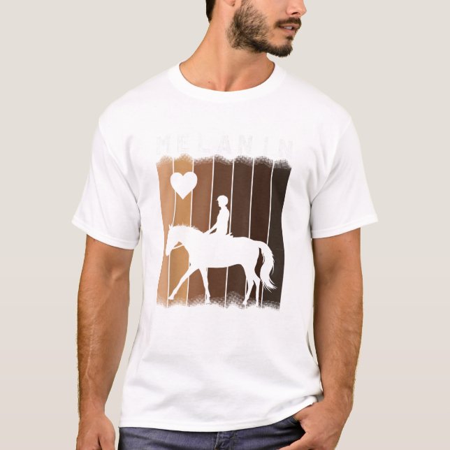 Camiseta Melanin Shades Black Orgulho Men Mulheres Equestre (Frente)
