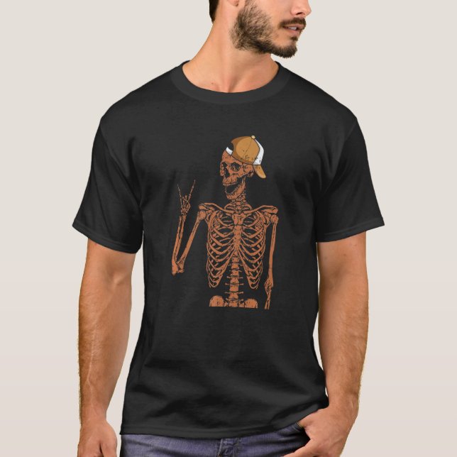 Camiseta Melanin Skeleton Rock Hand Black History Mês BLM (Frente)